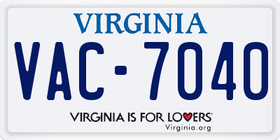 VA license plate VAC7040