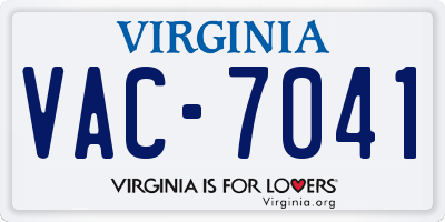 VA license plate VAC7041