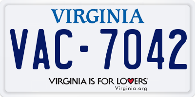 VA license plate VAC7042