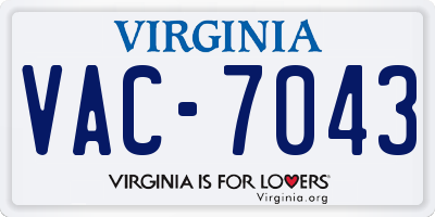 VA license plate VAC7043