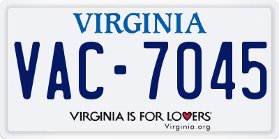 VA license plate VAC7045