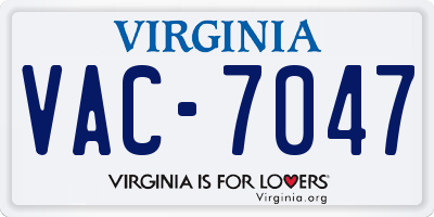 VA license plate VAC7047