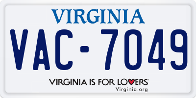 VA license plate VAC7049