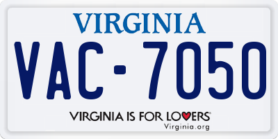 VA license plate VAC7050