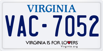 VA license plate VAC7052