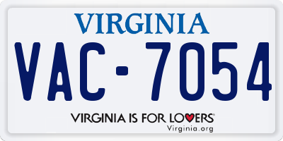 VA license plate VAC7054