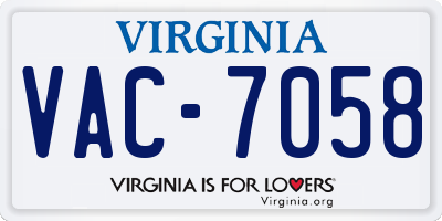 VA license plate VAC7058