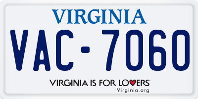 VA license plate VAC7060