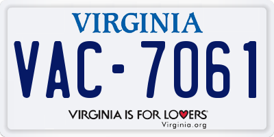 VA license plate VAC7061