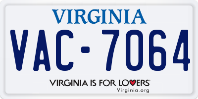 VA license plate VAC7064