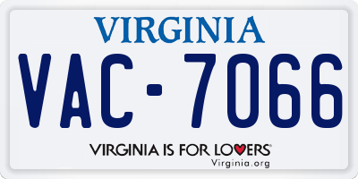 VA license plate VAC7066