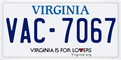 VA license plate VAC7067