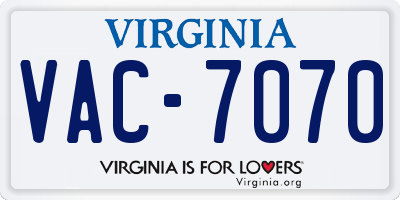 VA license plate VAC7070