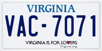 VA license plate VAC7071