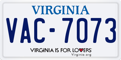 VA license plate VAC7073