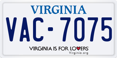 VA license plate VAC7075