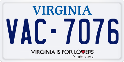 VA license plate VAC7076