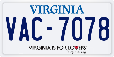 VA license plate VAC7078