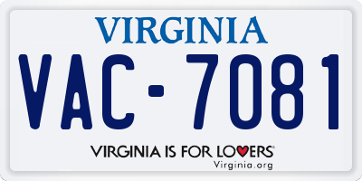 VA license plate VAC7081