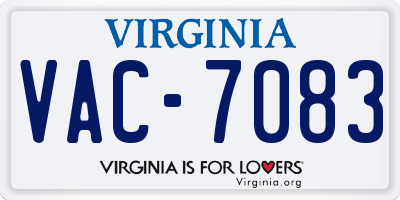 VA license plate VAC7083