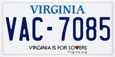 VA license plate VAC7085