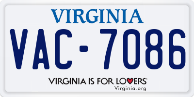 VA license plate VAC7086