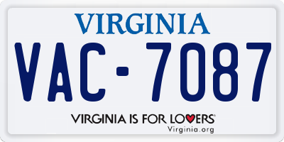 VA license plate VAC7087