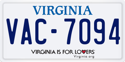 VA license plate VAC7094