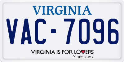 VA license plate VAC7096