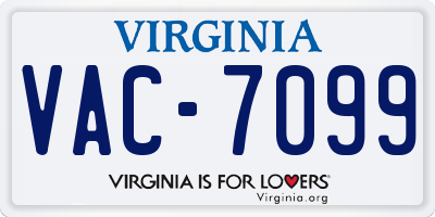 VA license plate VAC7099