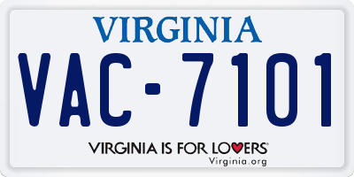 VA license plate VAC7101