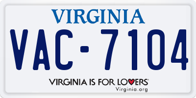 VA license plate VAC7104