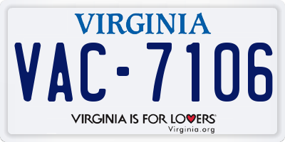 VA license plate VAC7106