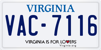 VA license plate VAC7116