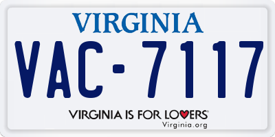 VA license plate VAC7117