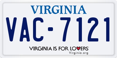 VA license plate VAC7121