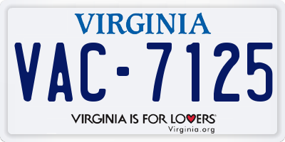 VA license plate VAC7125