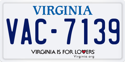 VA license plate VAC7139