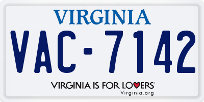 VA license plate VAC7142
