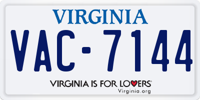 VA license plate VAC7144