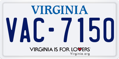 VA license plate VAC7150