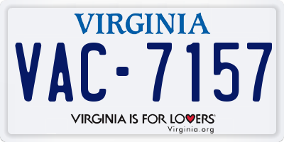 VA license plate VAC7157