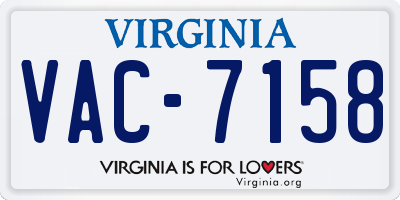 VA license plate VAC7158