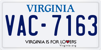 VA license plate VAC7163