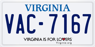 VA license plate VAC7167