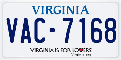 VA license plate VAC7168