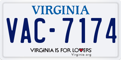 VA license plate VAC7174