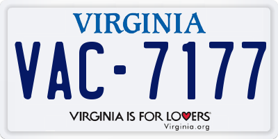 VA license plate VAC7177