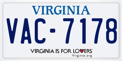 VA license plate VAC7178
