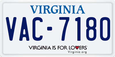 VA license plate VAC7180